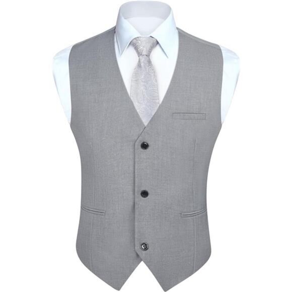 Mens Suit Vest Casual Waistcoat Grey